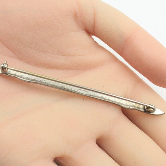 STERLING SILVER ANTIQUE ART DECO PASTE GLASS PIN - Picture 8 of 8